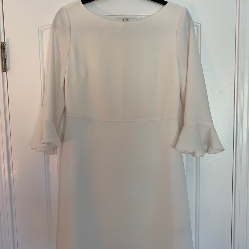 Banana Republic white ruffle sleeve dress